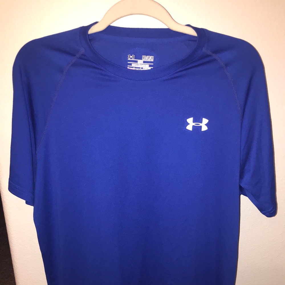 Blue athletic shirt under armor.